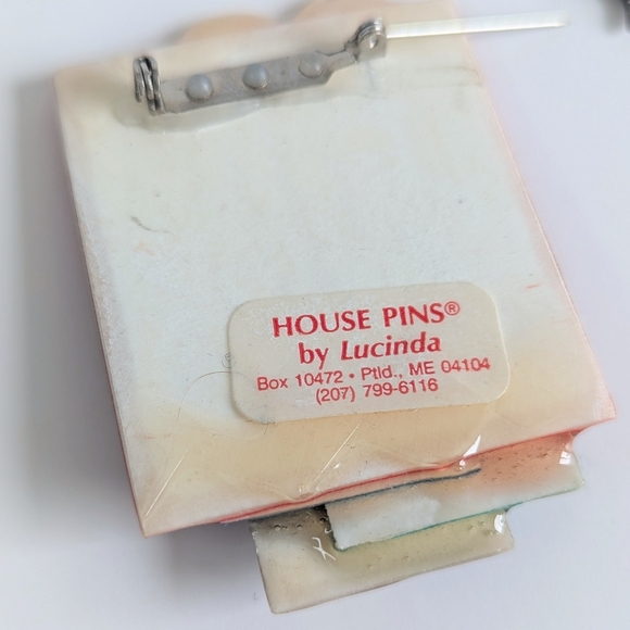 Brooch Duo Swirl Enamel Bird, Designs By Lucinda House Pin Red Yellow Blue - Picture 5 of 7